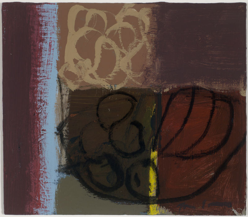 Three Bananas with Fruit, mixed media on board, 6 1/4 x 11 in / 16 x 18 cm