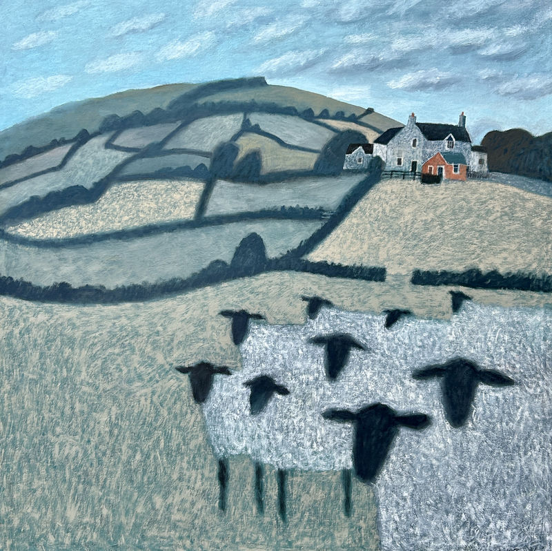 Sheep, oil on canvas, 35 3/4 x 35 3/4 in / 91 x 91 cm