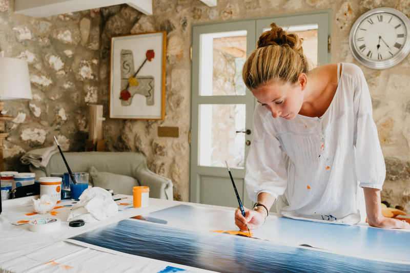 Artist Victoria Marques Pinto at work