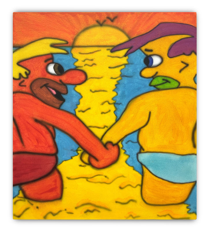 Hunter Harvey Bathers, 2022 Acrylic + crushed stone on canvas 34 × 30 in Unique Unframed