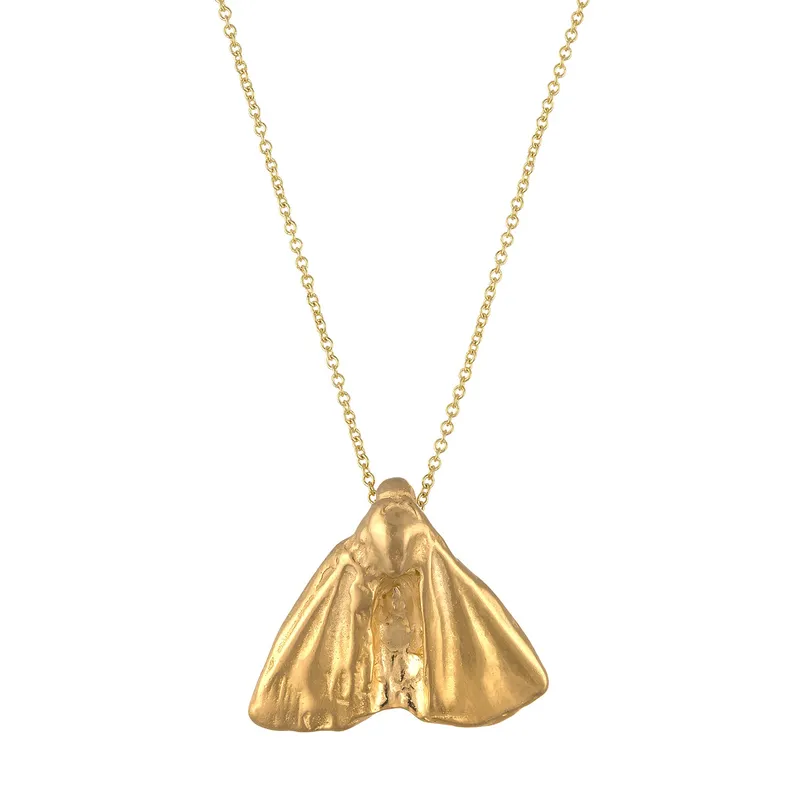 Delicate Tree Moth Necklace, Tiny Moth Necklace by sculptor Goody-B. Wiseman