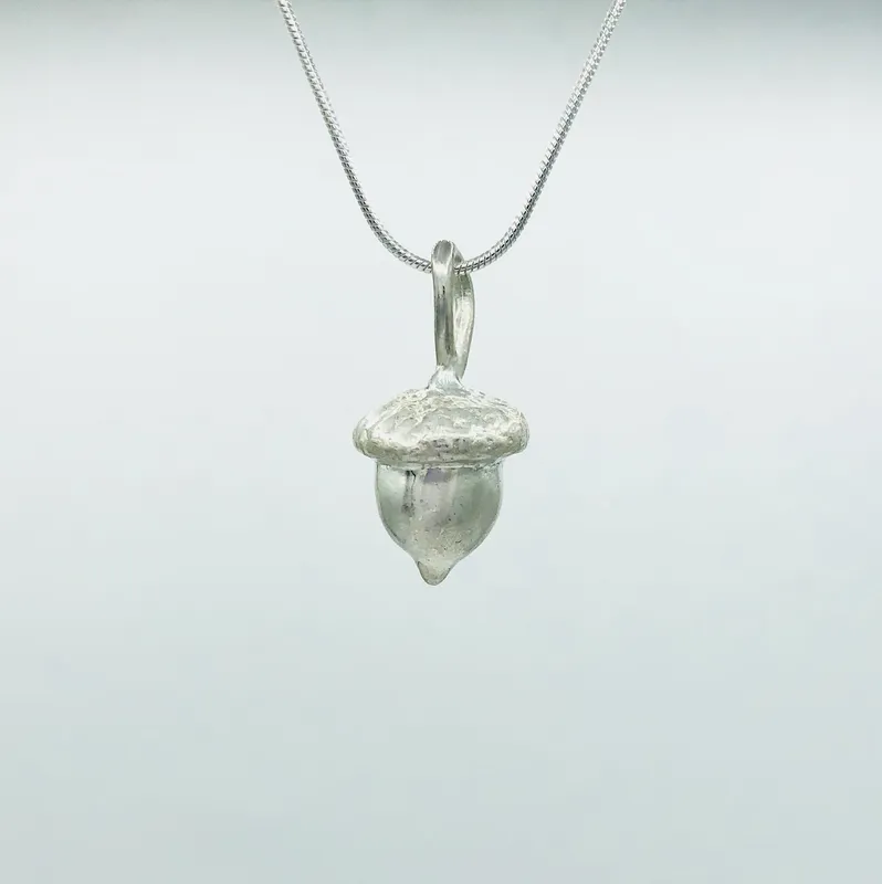 Silver Acorn, Handmade Sterling Silver Acorn Pendant by artist Goody-B. Wiseman