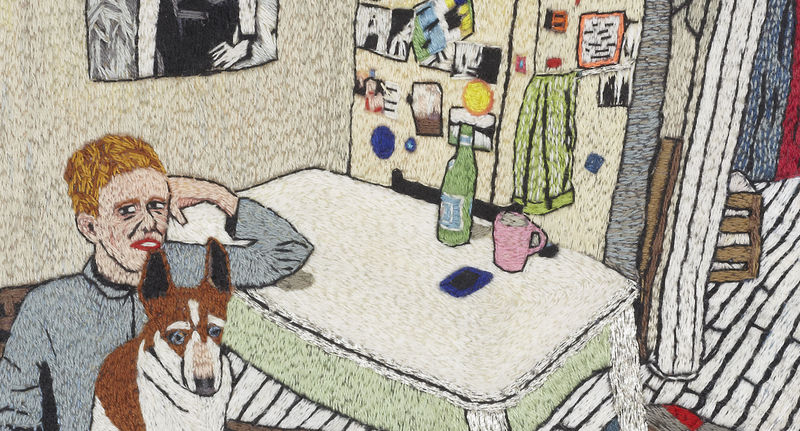 Detail of LJ Roberts, Alice O’Malley in her kitchen with Nelson, 2015