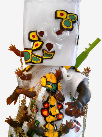 Detail of Hew Locke, Mummy's Little Soldier, 2013, Glass and metal chain, 90 x 60 x 40 cm, 35 3/8 x 23 5/8 x 15 3/4 in, Edition of 3 plus 1 AP