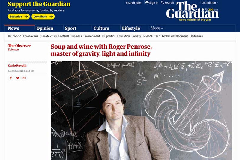 Luca Pozzi. Soup and wine with Roger Penrose, master of gravity, light and infinity