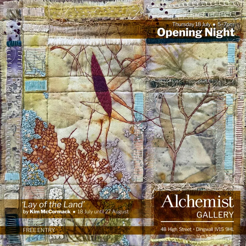 kim mccormack textile art exhibition lay of the land alchemist gallery dingwall opening night event