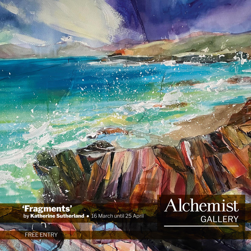 buy art artwork artist Highland Scotland Scottish Katherine Kathy Sutherland landscape seascape skyscape floral botanics dramatic collage multi media fragments exhibition