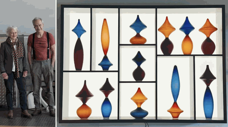 Philip Baldwin och Monica Guggisberg framför glasugn.