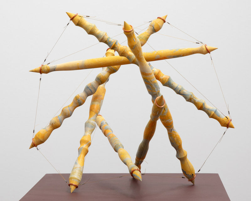 The Motion, 2025. Trä, nagellack, ståltråd / Wood, nail polish, wire. 44x48x32 cm