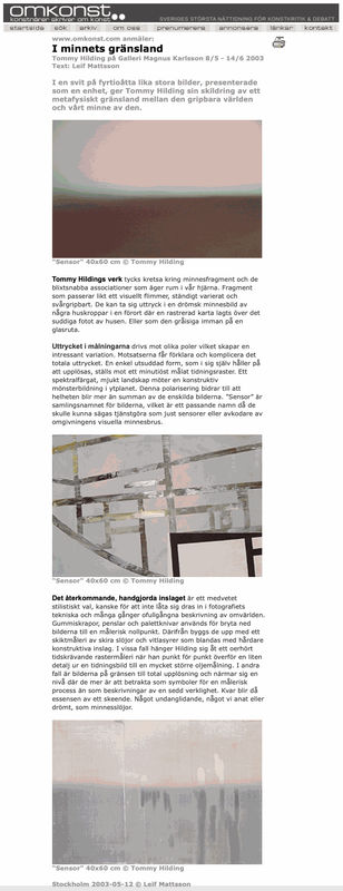 Review in Omkonst, Tommy Hilding