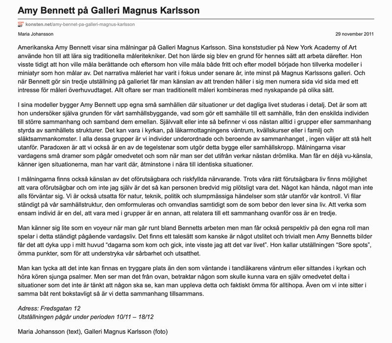 Review in Konsten, Amy Bennett