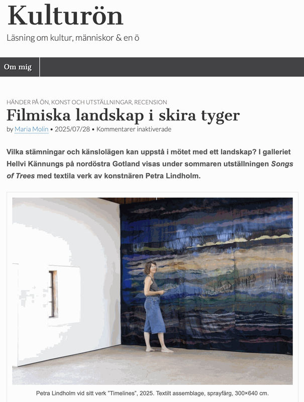 Review of Petra Lindholm’s exhibition in Kulturön