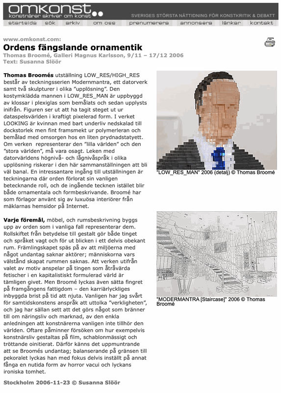 Review in Omkonst, Thomas Broomé