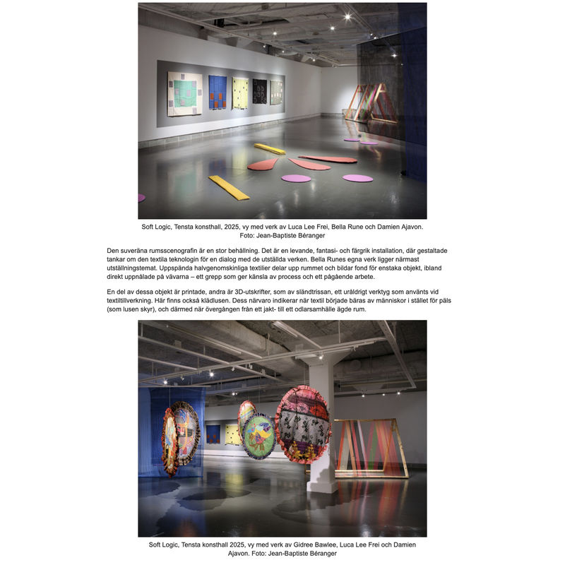 Review in Konsten.net, Bella Rune, ”Soft logic” på Tensta konsthall