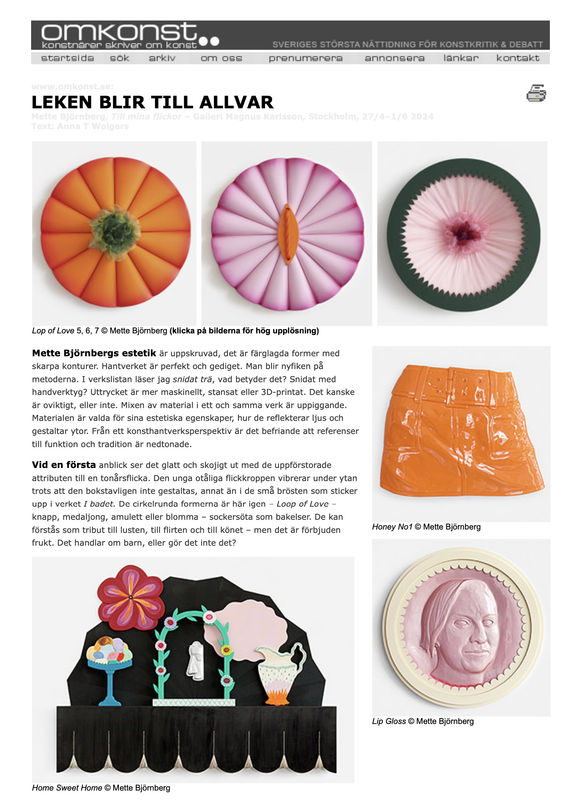 Rewiev in Omkonst, Mette Björnberg