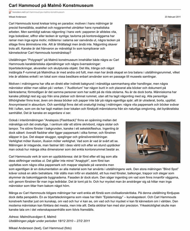 Review in Konsten, Carl Hammoud