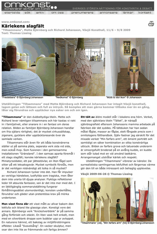 Review in Omkonst, Mette Björnberg & Richard Johansson