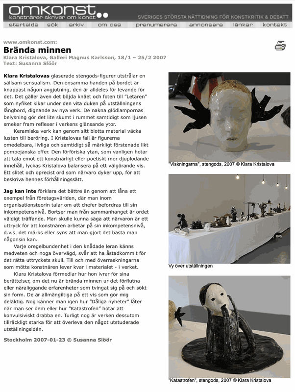 Review in Omkonst, Klara Kristalova