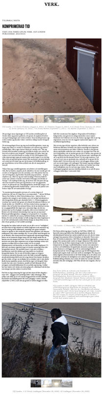 Article in VERK, Ulf Lundin