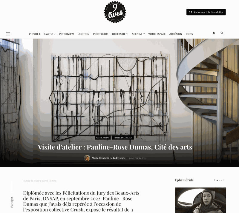 Visite d’atelier : Pauline-Rose Dumas, Cité des arts