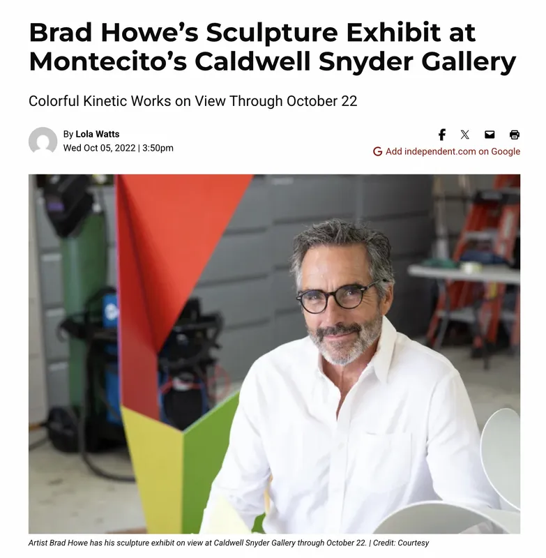Brad Howe's Sculpture Exhibit at Montecito's Caldwell Snyder Gallery, Colorful Kinetic Works on View Through October 22