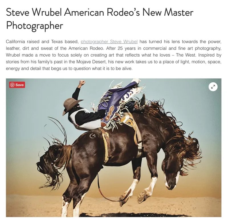 Steve Wrubel American Rodeo's New Master Photographer