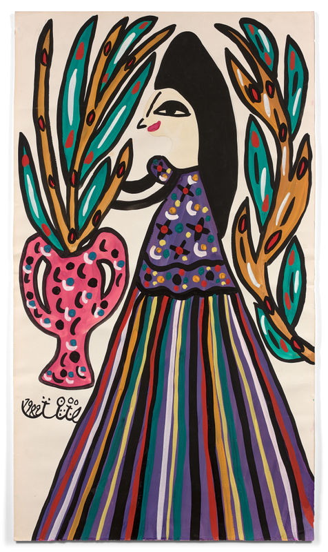 Baya Mahieddine, Femme au vase rose, 1982