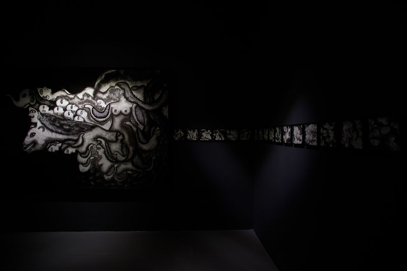 Install view of River of Faith by Jayasri Burman