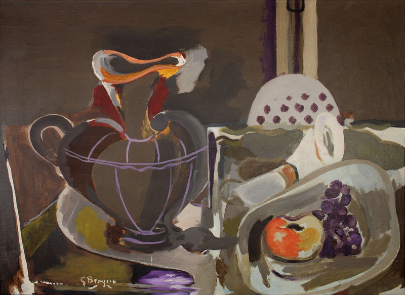 Georges Braque, Nature morte à la grande cruche (1955), Oil on canvas, 54 x 73 cms (21 1/4 x 28 3/4 ins)