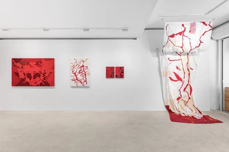 Roberto Maria Lino, “Memoir of a Needle”, 2025, exhibition view at Palo Gallery, NY, photo crediti: Alexander Burnazaki, Giulia Benni, courtesy Palo Gallery