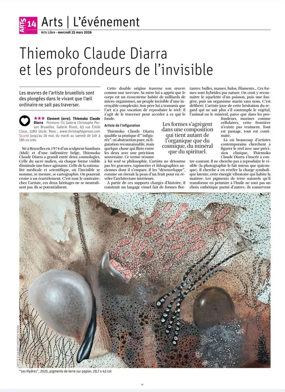 La Libre Belgique - 'Thiemoko Claude Diarra et les profondeurs de l'invisible'
