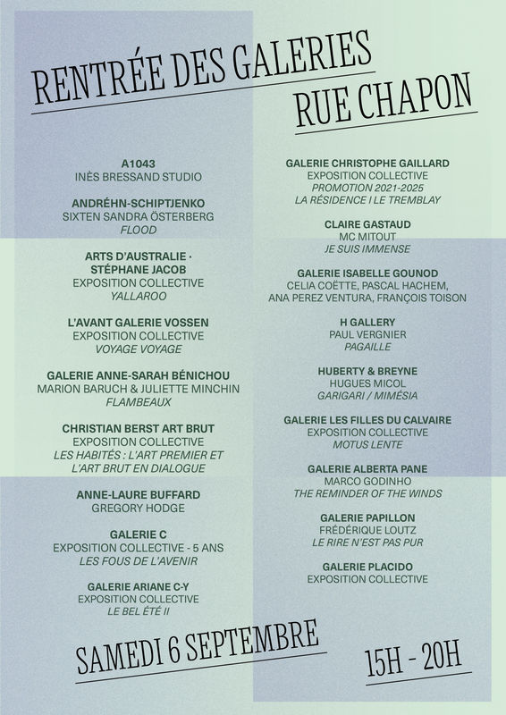 Rentrée des galeries de la rue Chapon | Vernissage Motus Lente