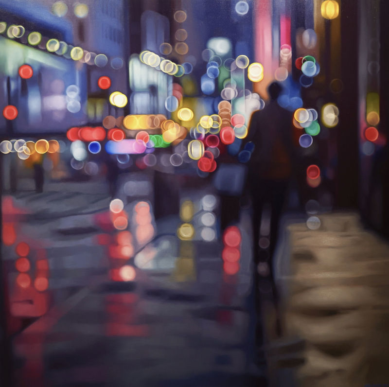 Bokeh-style New York paintings in oil