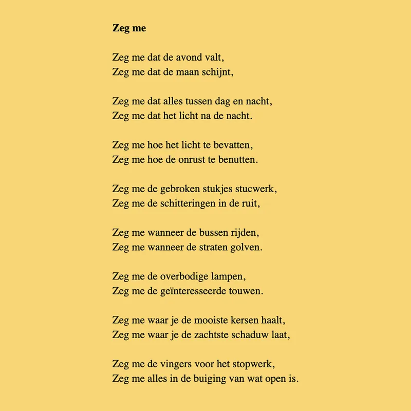 “Zeg me” – Arjen Duinker