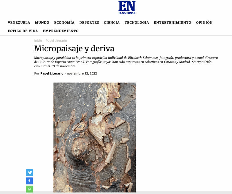 Micropaisaje y deriva, El Nacional - Periódico digital
