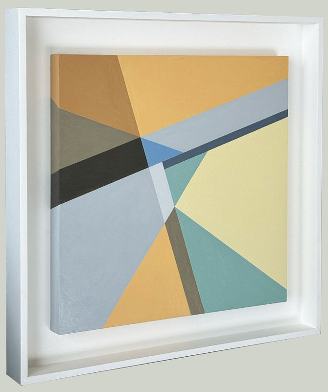 This line is NOT in fact a line at all. It is the mutual edge of two abutting shapes. The relationship of those two shapes to each other and to the other shapes in the painting is the subject of this body of work.