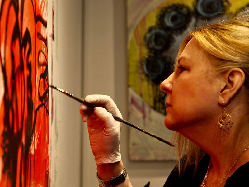 Deborah Buck, seen here in action, will be at The Church in Sag Harbor to talk about her work in its exhibition "Are You Joking? Women and Humor." Courtesy of the Artist