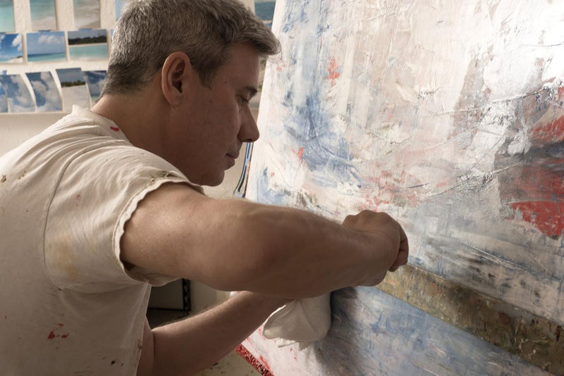 photograph of artist Peter Burega in his studio.