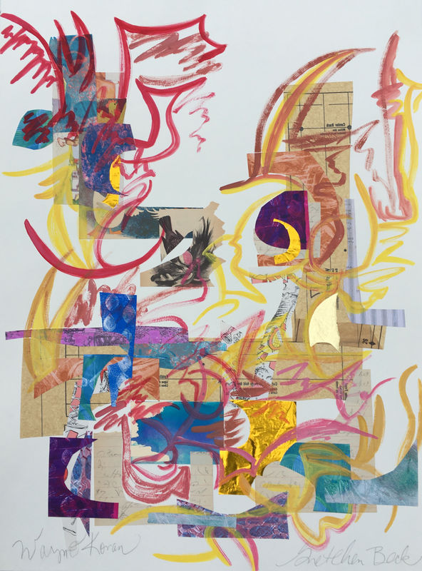 Abstract collage work on paper by Gretchen Beck