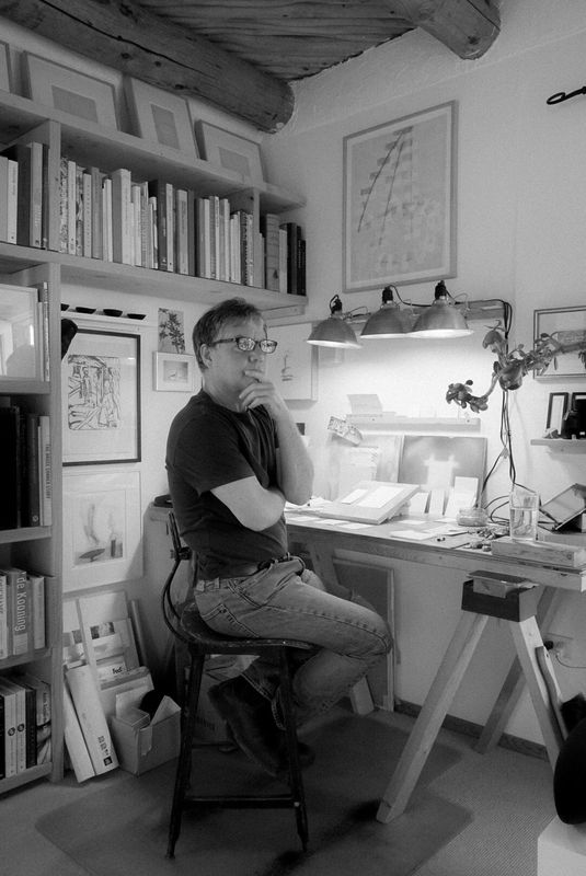 Photograph of Marc Baseman in his studio