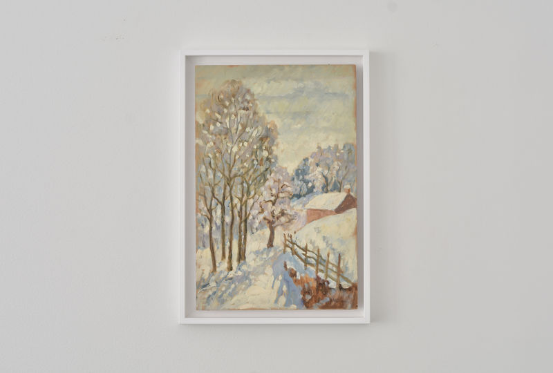 Artwork in oil painting representing a snow scene, by the French post-impresionnist Marie Lucie Nessi Valtat