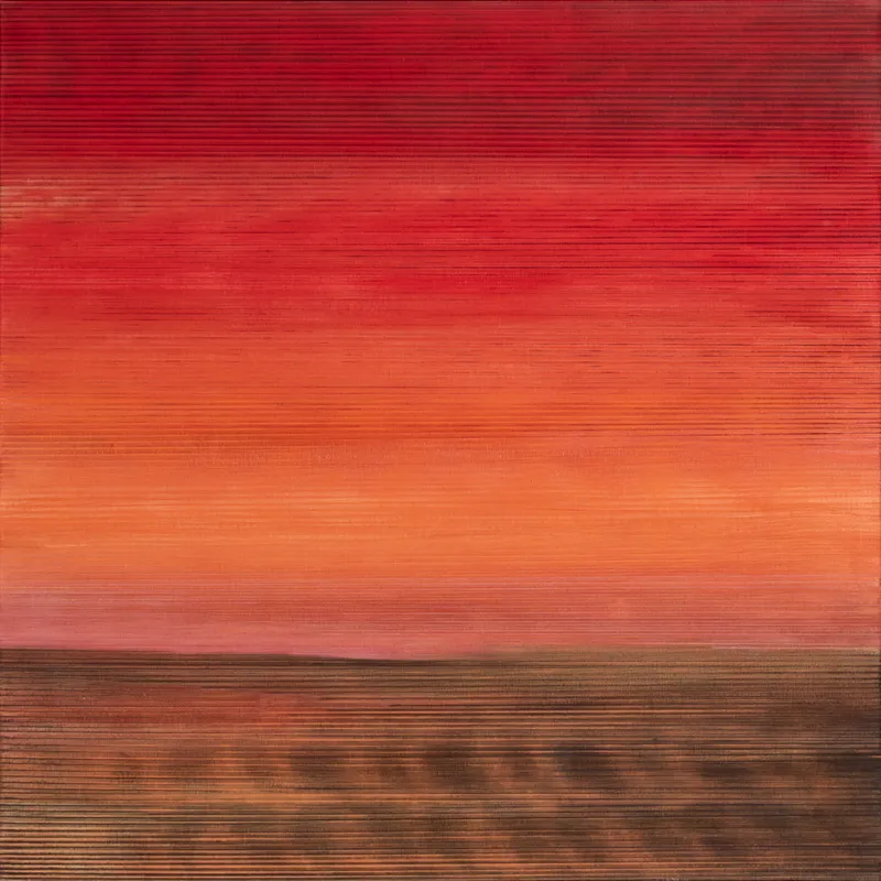 Peter Lang, roter Abend, 2025, 125 x 120 cm, Öl auf Leinwand
