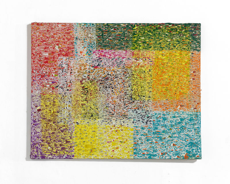 Untitled, 2023, acrylic, glue, paper on canvas