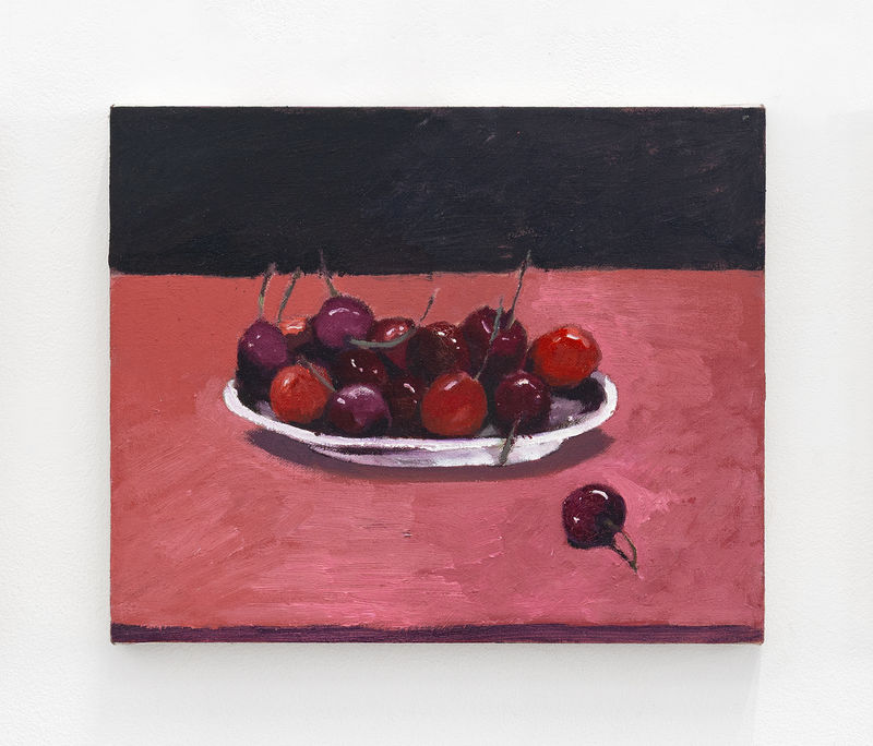 Mikael Lo Presti, Still Life with Cherries #5, 2025, Oil on canvas, 27 x 33 cm (10 5/8 x 13 in.) Photo : Claire Dorn
