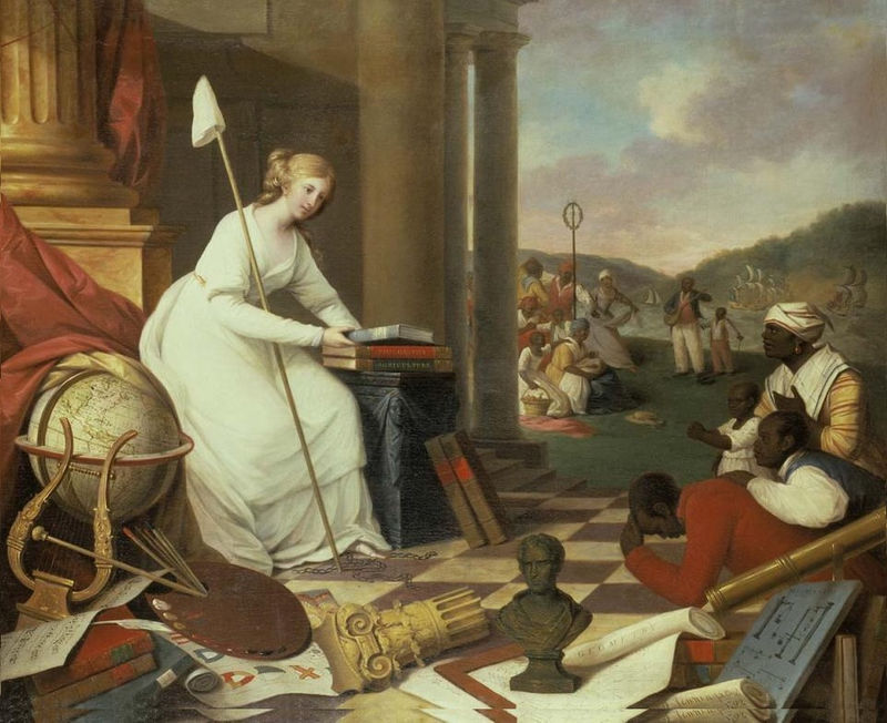 Samuel Jennings, Liberty Displaying the Arts and Sciences, or The Genius of America Encouraging the Emancipation of the Blacks, 1792, Oil on canvas, 60 1/4 x 74 (3 x 5) inches