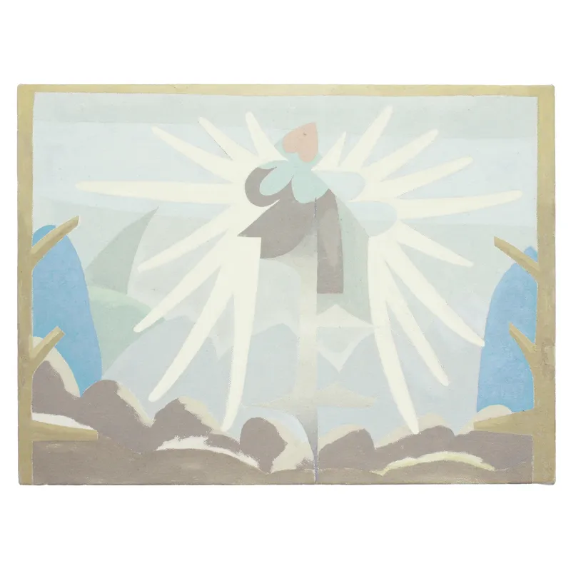 Lachlan Hinwood, Landscape Angel, 2024, oil on canvas, 12 x 16 inches