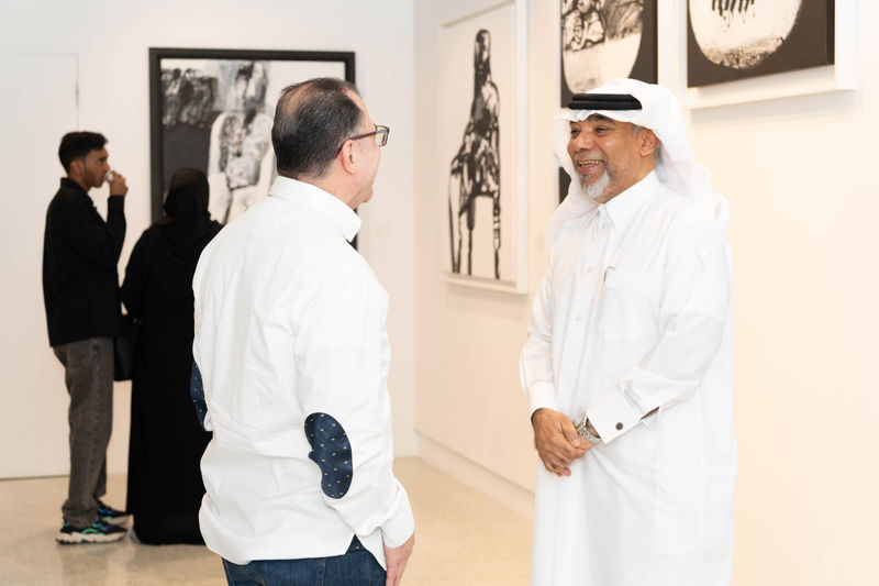 Photo taken during the opening - in the photo from left Iraqi artist Dr. Ala Bachir, Jordanian artist Hassan Manasrah and