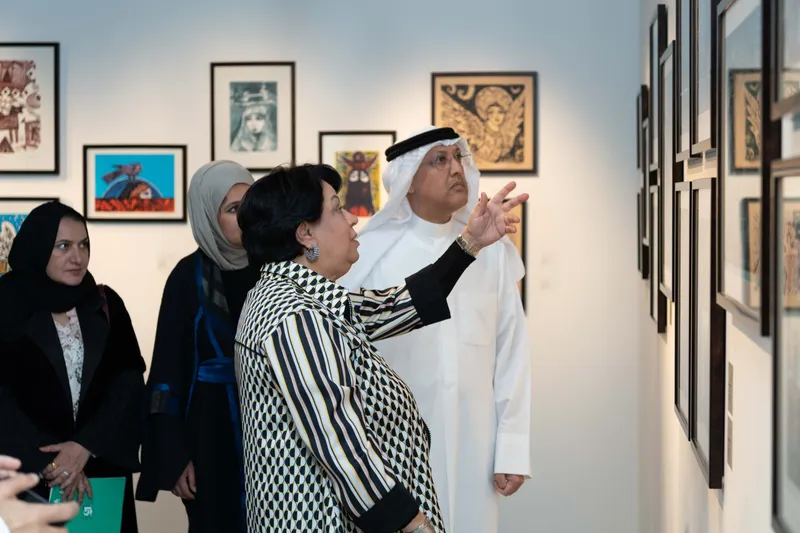 Photo taken during the opening - in the photo the artist with HE Ambassador of the State of Kuwait to Qatar Khaled Badr Al Mutairi