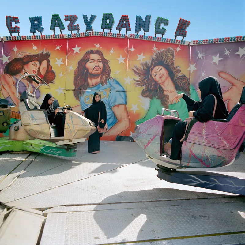 Students enjoying themselves at an amusement park, Istanbul, 2018