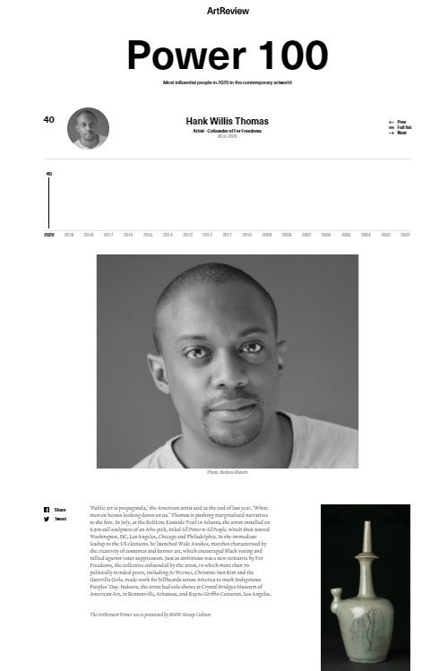 ArtReview Power 100 | Hank Willis Thomas